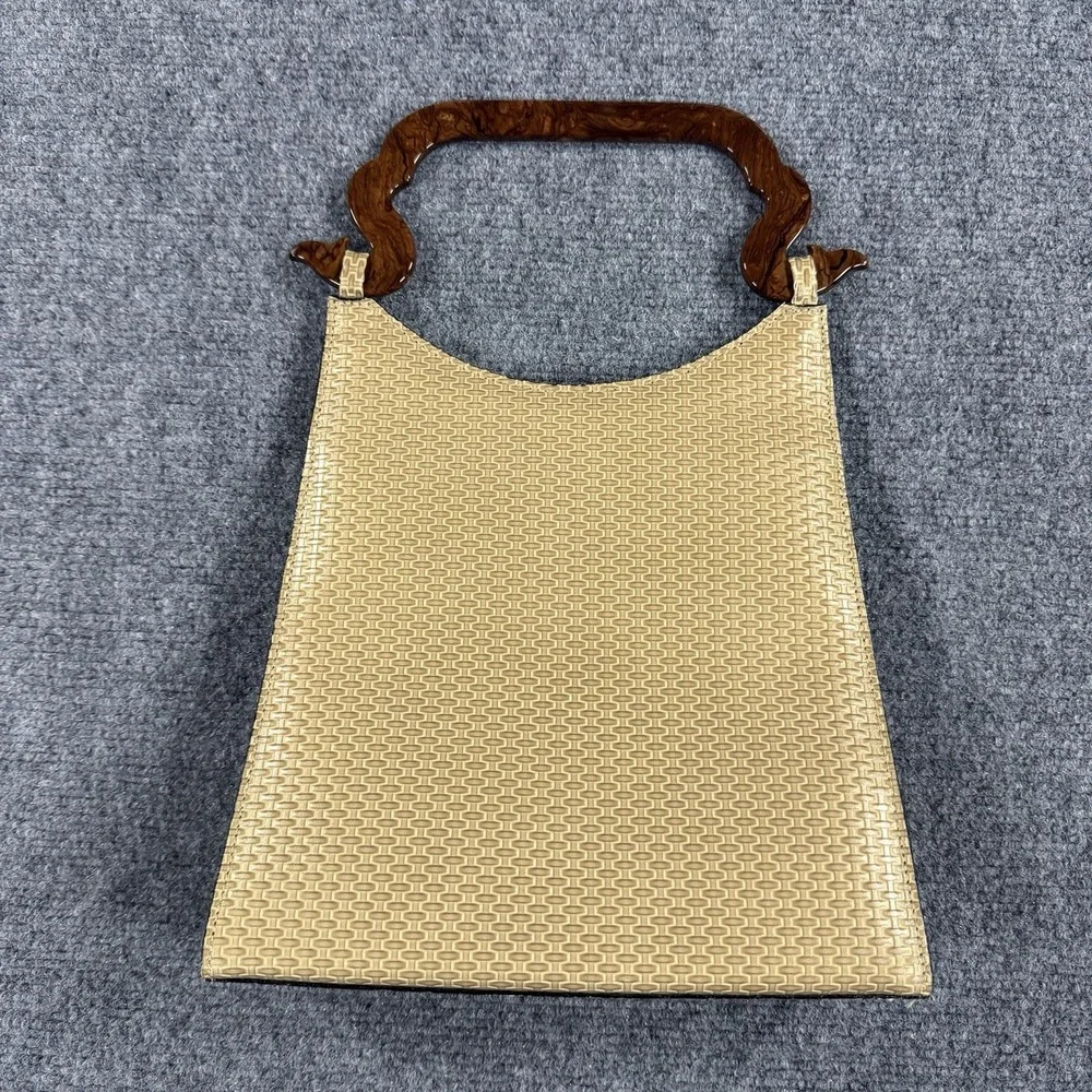 Kenzo Purse Bag Tan Resin Handle Luxury Vintage 90s Made In France